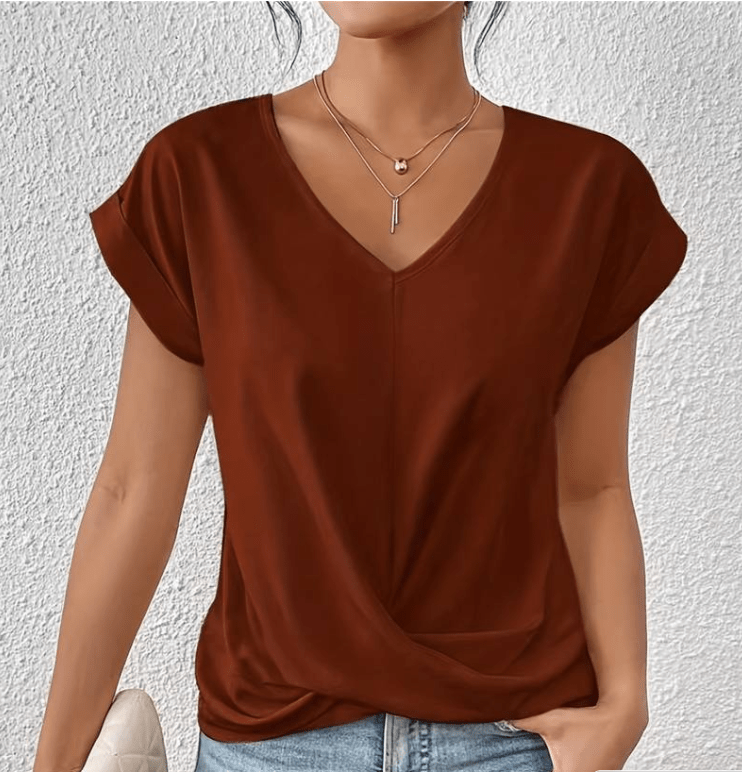 Adelaide | Women's V-Neck Short Sleeve Twist Front Top
