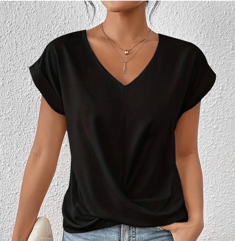 Adelaide | Women's V-Neck Short Sleeve Twist Front Top