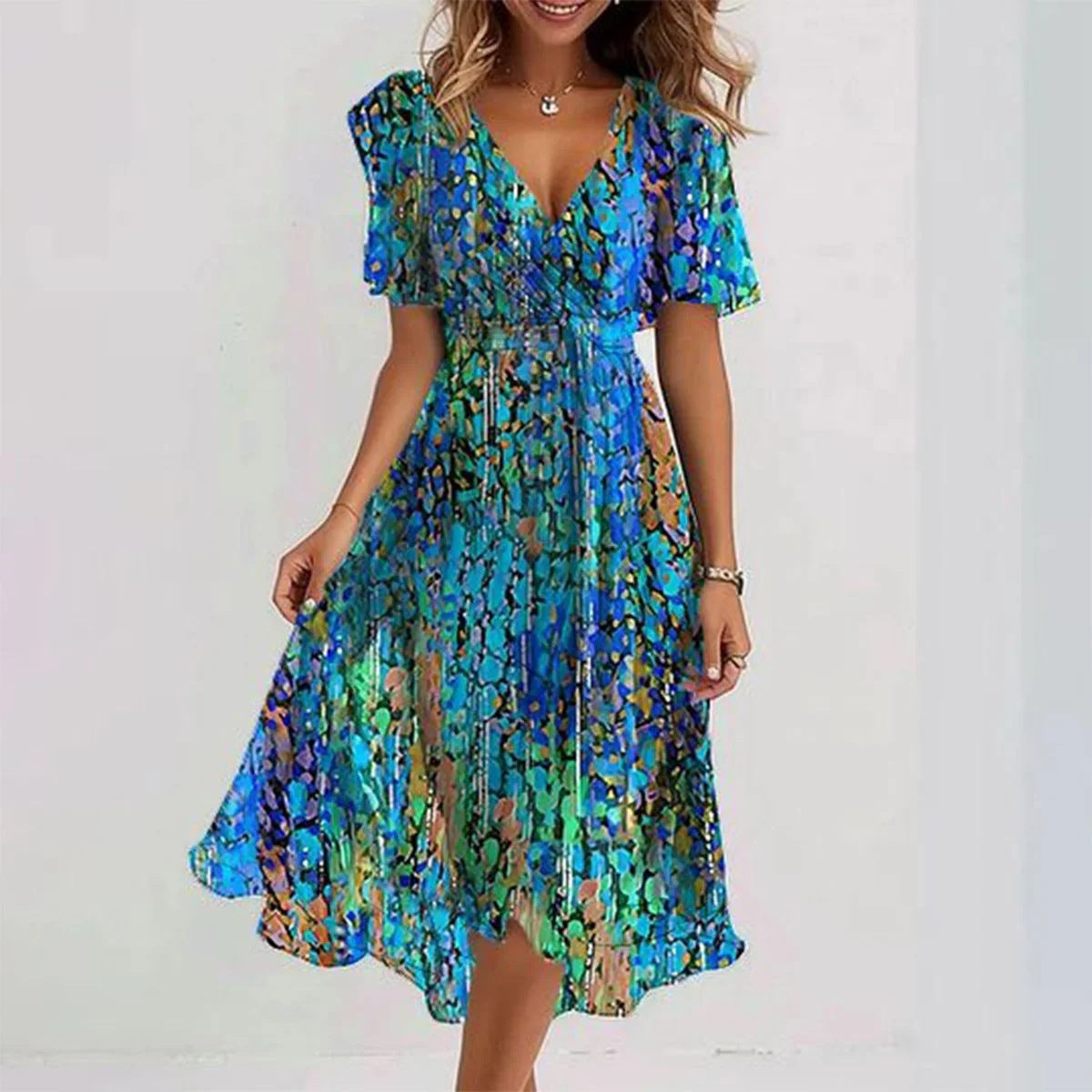 Harriet | Women's V-Neck Wrap Midi Dress