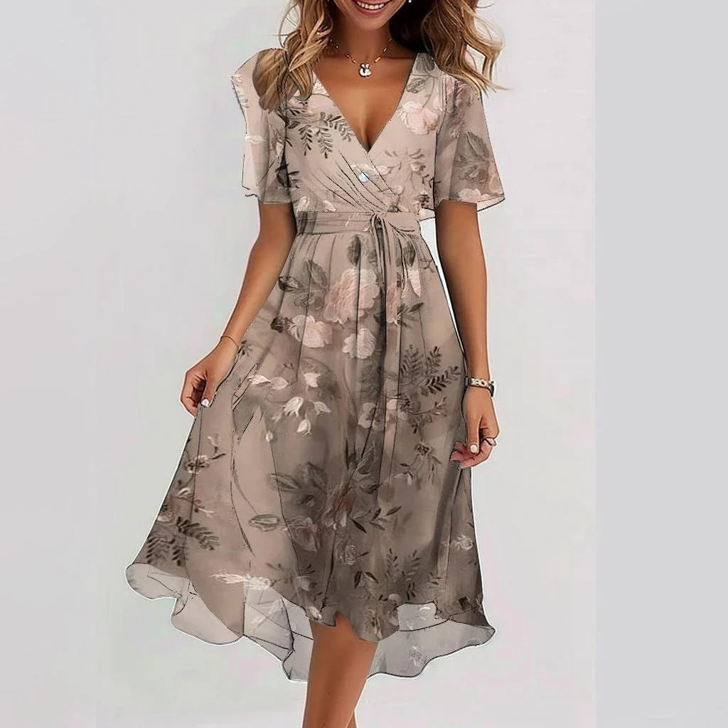 Harriet | Women's V-Neck Wrap Midi Dress