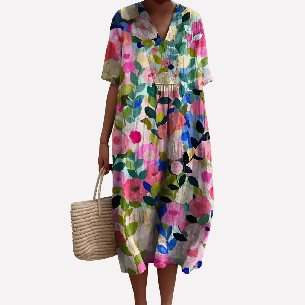 Ellie | Women's V-Neck Midi Dress