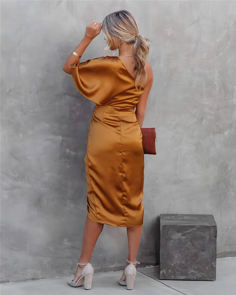 Helen | Women's One Shoulder Midi Dress