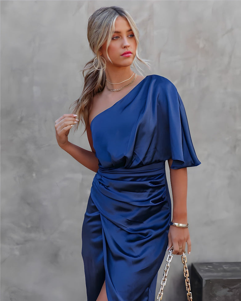 Helen | Women's One Shoulder Midi Dress