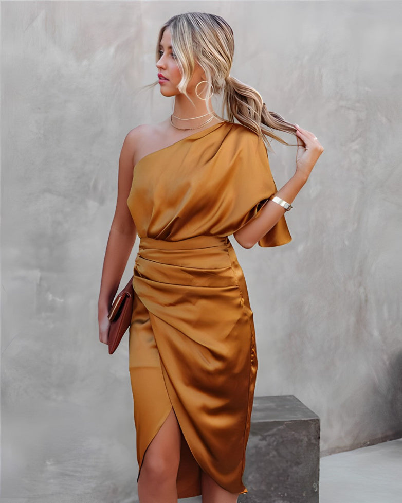 Helen | Women's One Shoulder Midi Dress