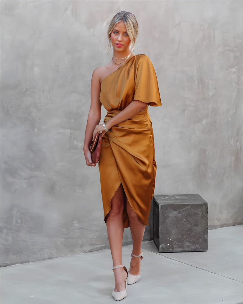 Helen | Women's One Shoulder Midi Dress