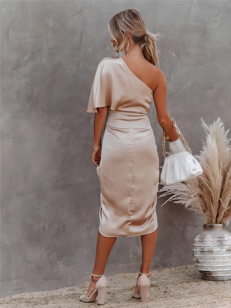 Helen | Women's One Shoulder Midi Dress