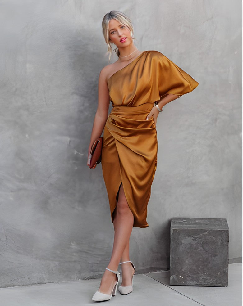 Helen | Women's One Shoulder Midi Dress