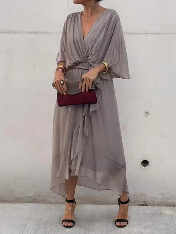Ophelia | Luxurious Soft V-Neck Silk Dress for Women