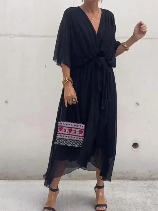 Ophelia | Luxurious Soft V-Neck Silk Dress for Women