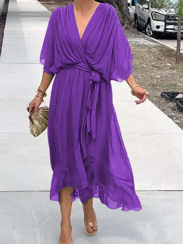 Ophelia | Luxurious Soft V-Neck Silk Dress for Women