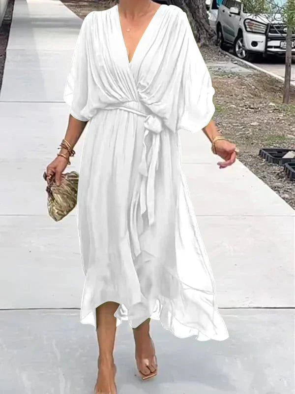 Ophelia | Luxurious Soft V-Neck Silk Dress for Women