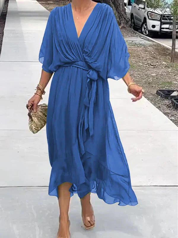 Ophelia | Luxurious Soft V-Neck Silk Dress for Women