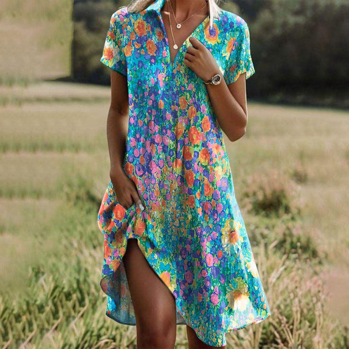 Dolly | Women's Collared Floral Print A-Line Mini Dress