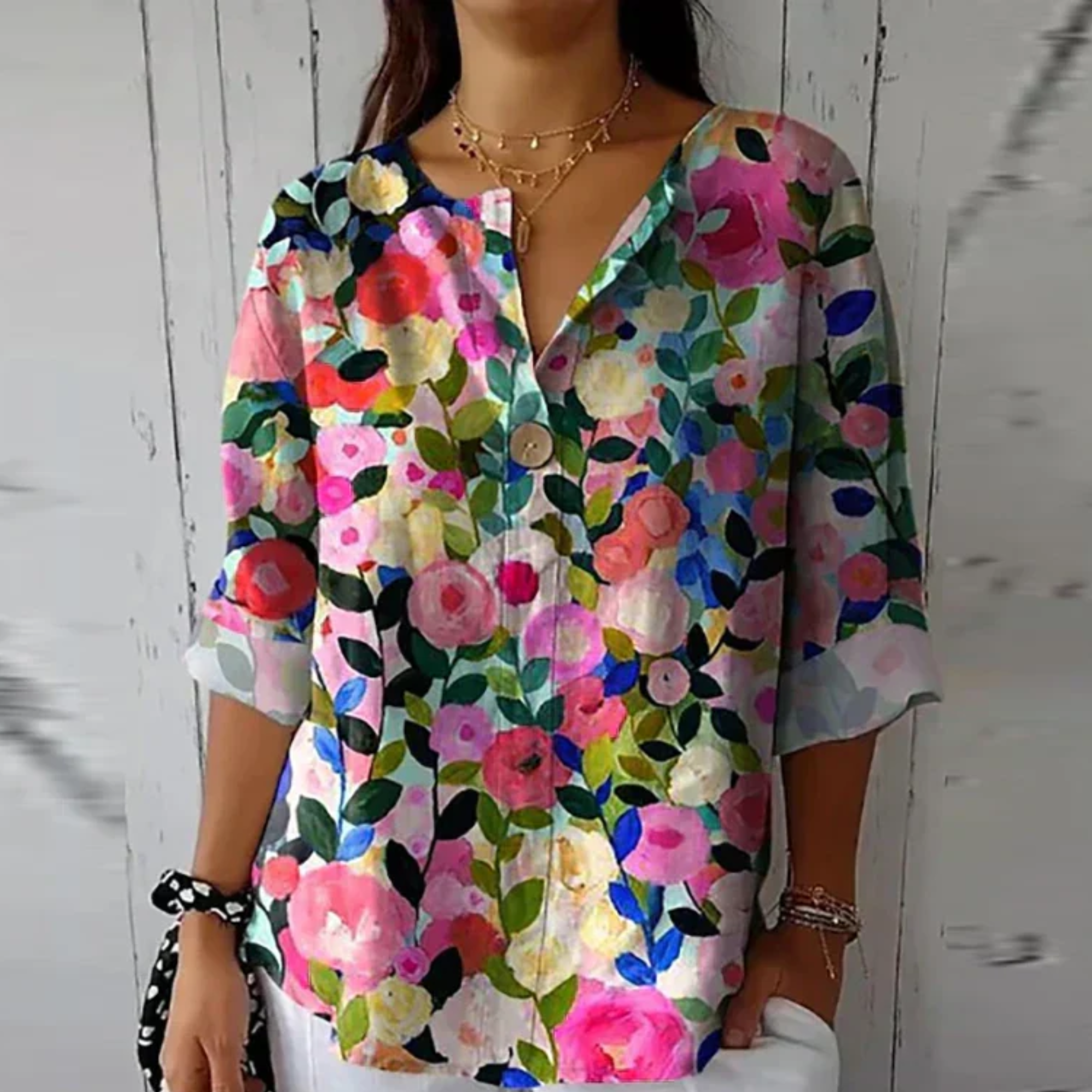 Cassidy | Women's Floral Print Button-Down Blouse