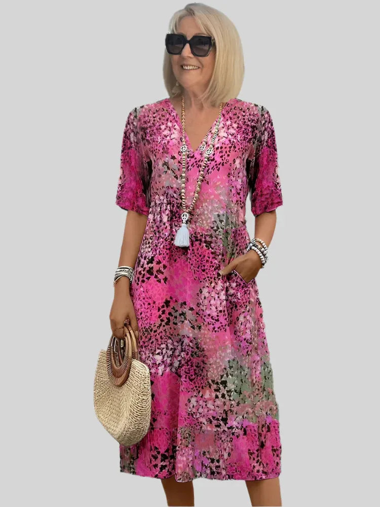 Ember | Women's V-Neck Casual Midi Dress