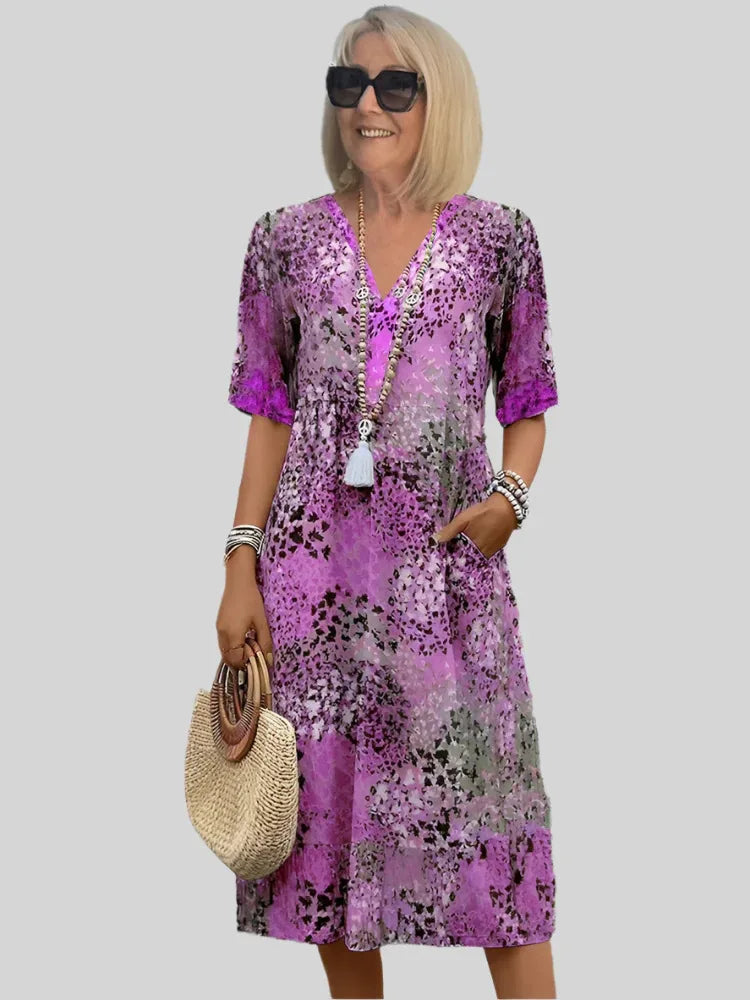 Ember | Women's V-Neck Casual Midi Dress