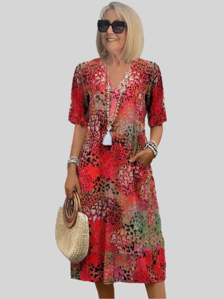 Ember | Women's V-Neck Casual Midi Dress