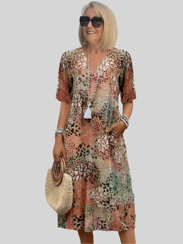 Ember | Women's V-Neck Casual Midi Dress