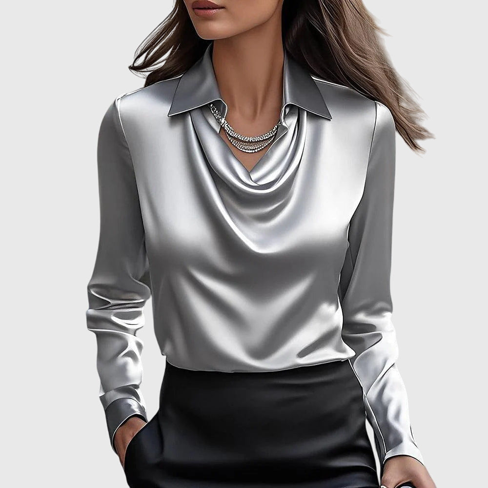 Carolyn | Women's Long Sleeve Cowl Neck Blouse