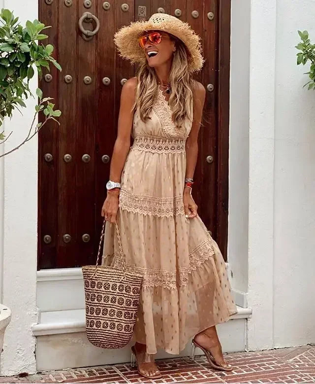 Edwina | Women's Sleeveless A-Line Maxi Dress