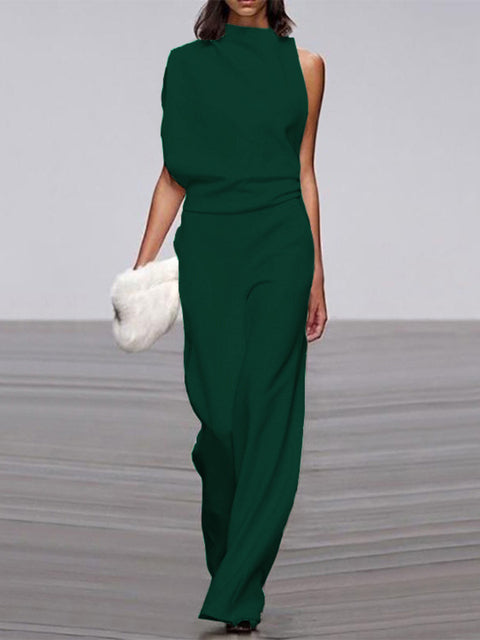 Estelle | Women's One Shoulder Wide Leg Jumpsuit