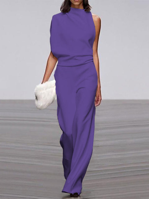 Estelle | Women's One Shoulder Wide Leg Jumpsuit