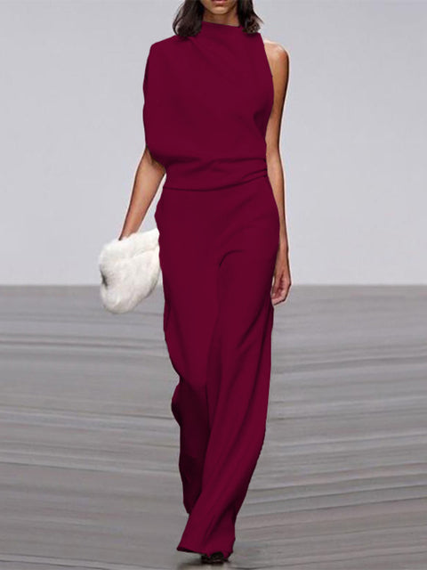 Estelle | Women's One Shoulder Wide Leg Jumpsuit