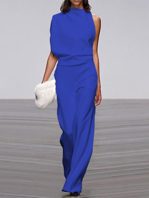 Estelle | Women's One Shoulder Wide Leg Jumpsuit