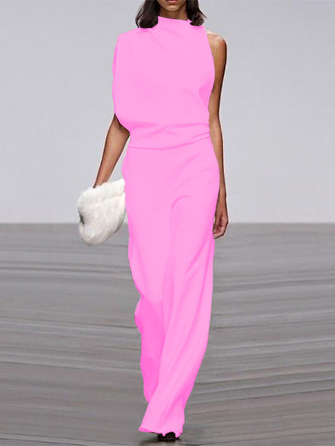 Estelle | Women's One Shoulder Wide Leg Jumpsuit