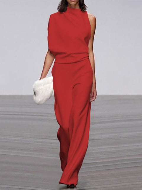 Estelle | Women's One Shoulder Wide Leg Jumpsuit
