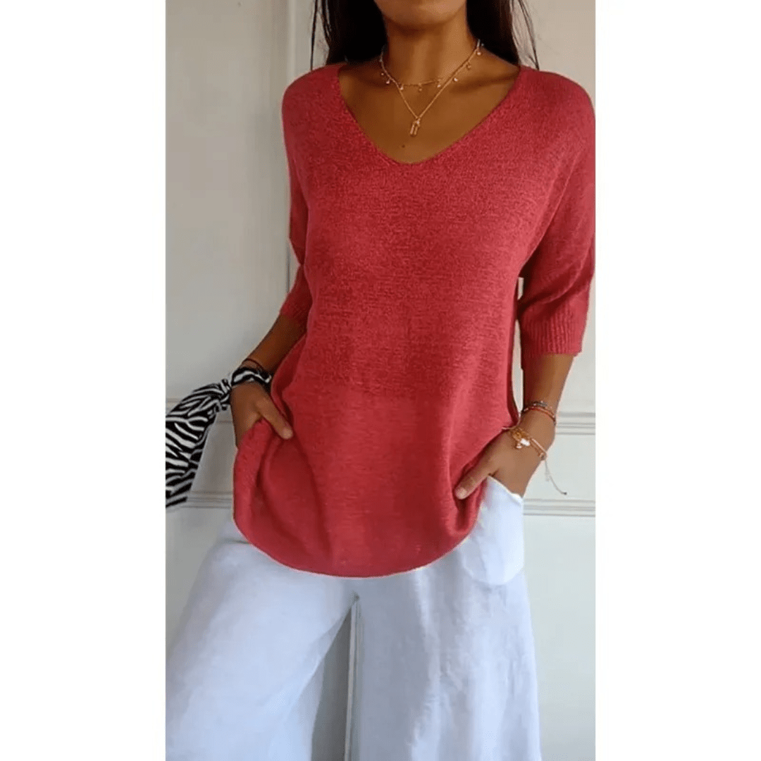 Adela | Women's V-Neck Relaxed Fit Tunic Top