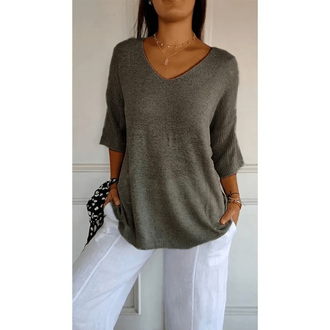 Adela | Women's V-Neck Relaxed Fit Tunic Top