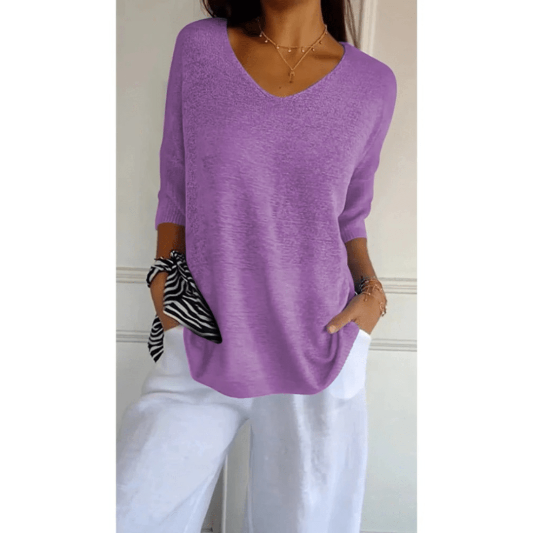 Adela | Women's V-Neck Relaxed Fit Tunic Top