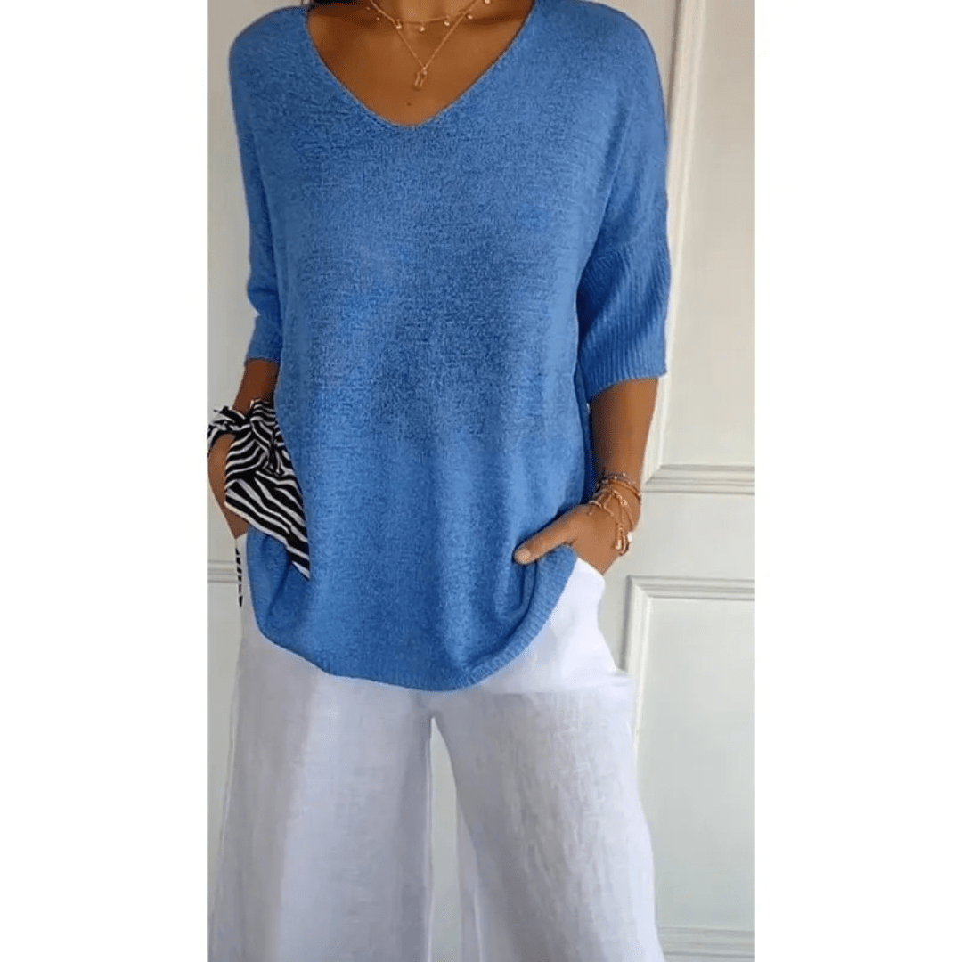 Adela | Women's V-Neck Relaxed Fit Tunic Top
