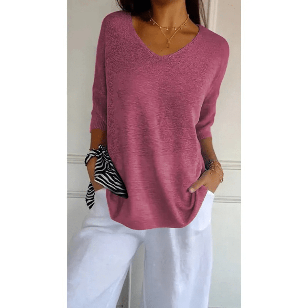 Adela | Women's V-Neck Relaxed Fit Tunic Top