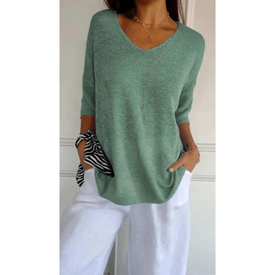 Adela | Women's V-Neck Relaxed Fit Tunic Top