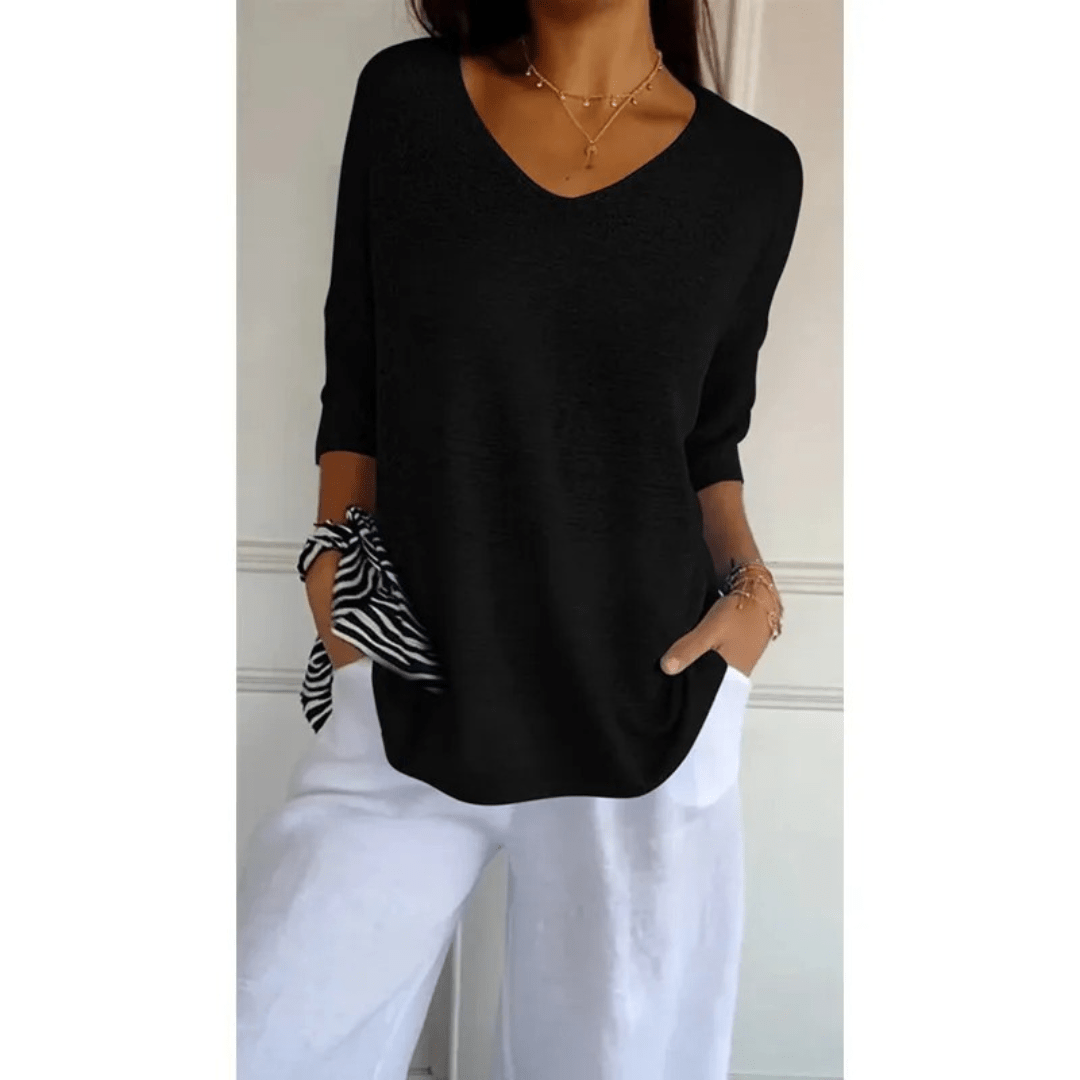 Adela | Women's V-Neck Relaxed Fit Tunic Top