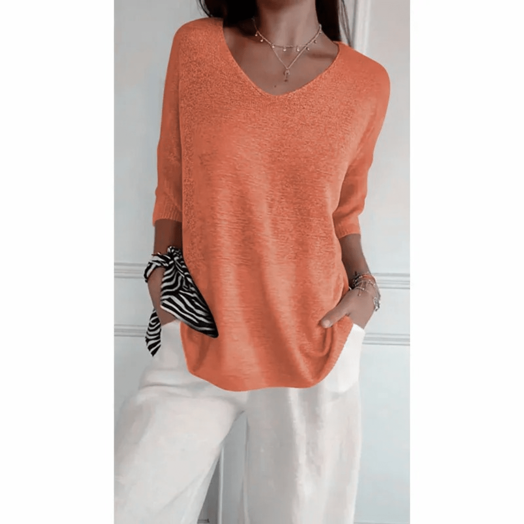 Adela | Women's V-Neck Relaxed Fit Tunic Top