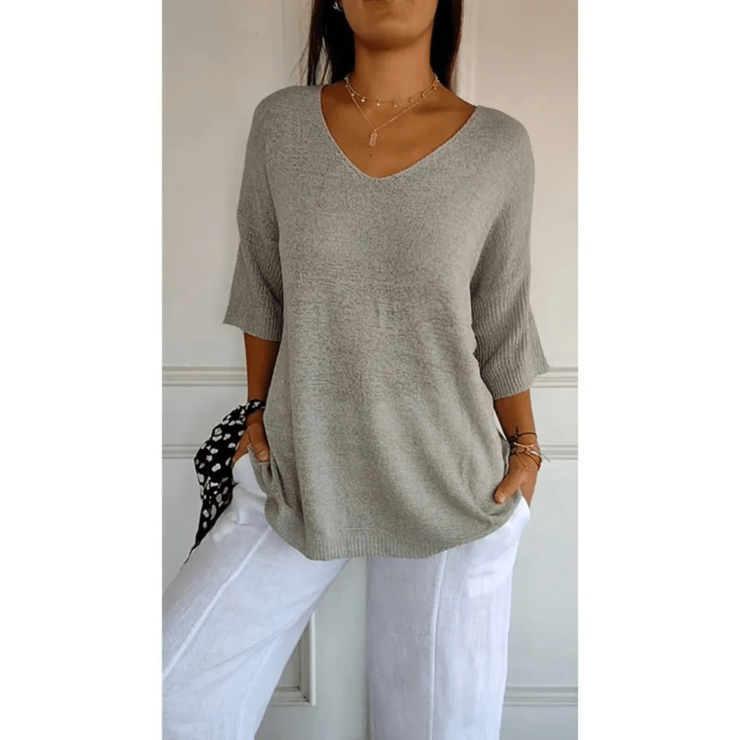 Adela | Women's V-Neck Relaxed Fit Tunic Top