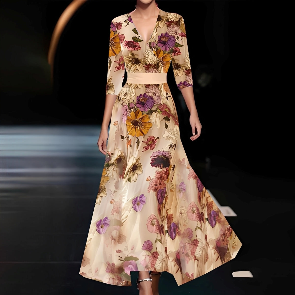 Gisela | Women's V-Neck A-Line Maxi Dress