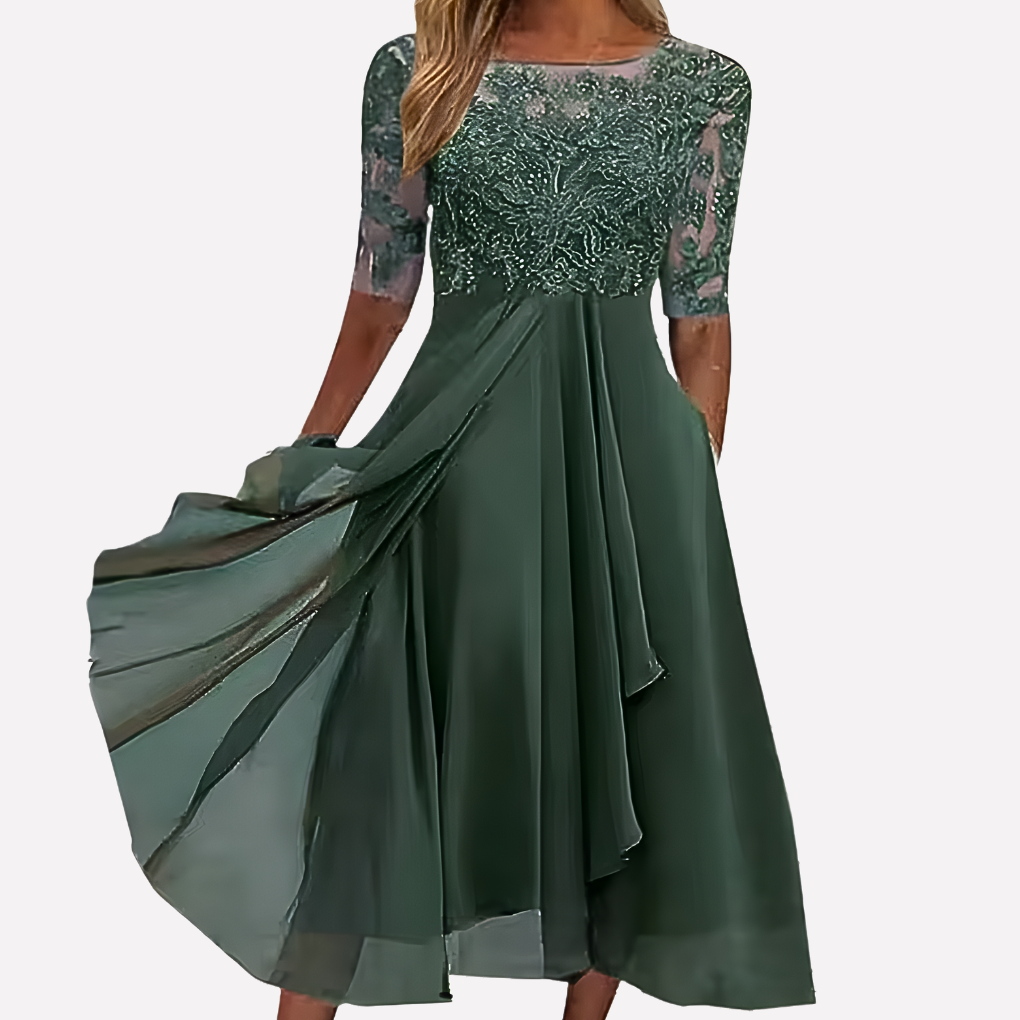 Greer | Women's Lace A-Line Midi Dress