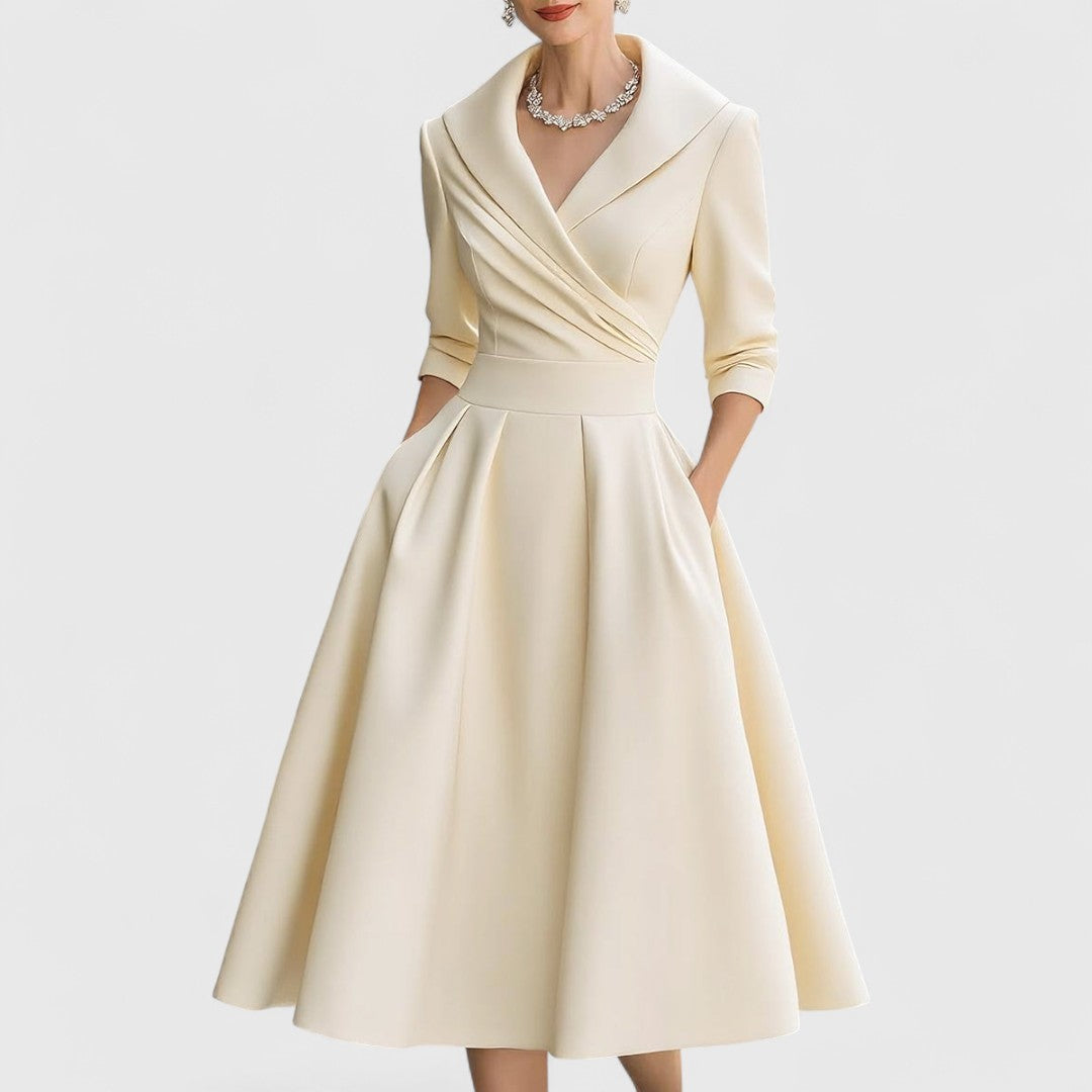 Dinah | Women's V-Neck A-Line Midi Dress