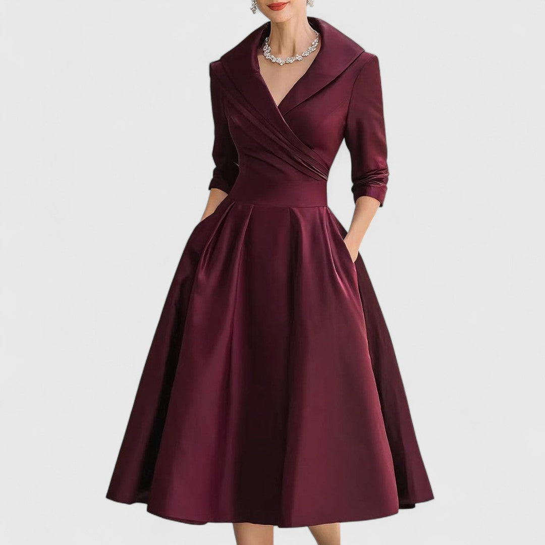 Dinah | Women's V-Neck A-Line Midi Dress