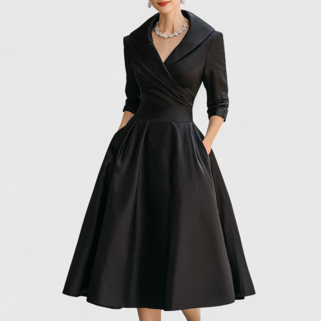 Dinah | Women's V-Neck A-Line Midi Dress