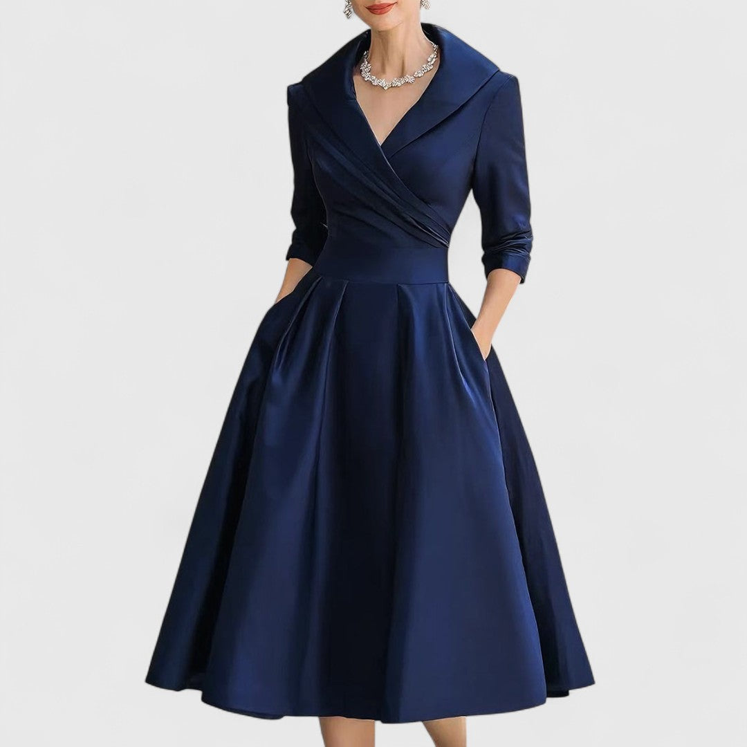 Dinah | Women's V-Neck A-Line Midi Dress