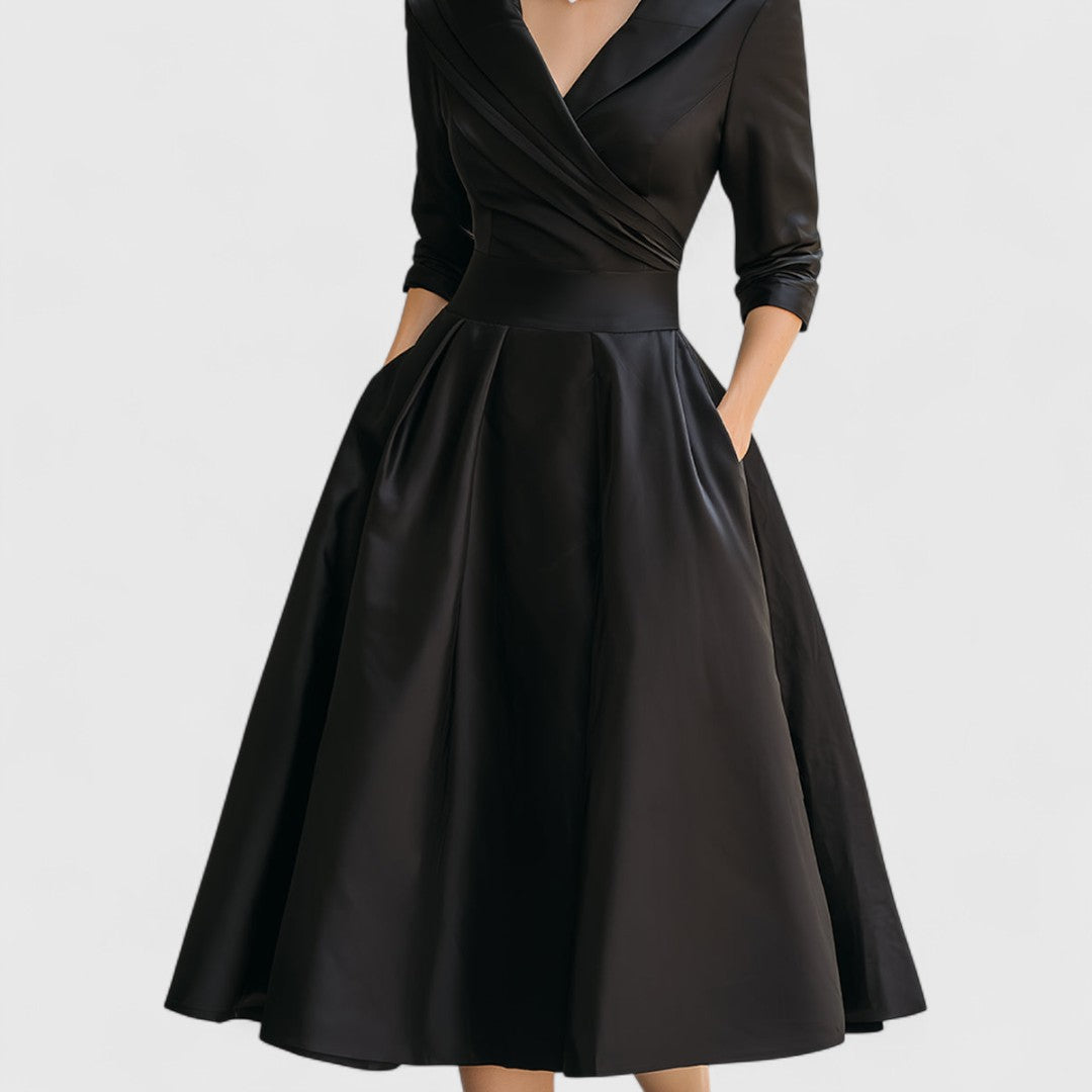 Dinah | Women's V-Neck A-Line Midi Dress