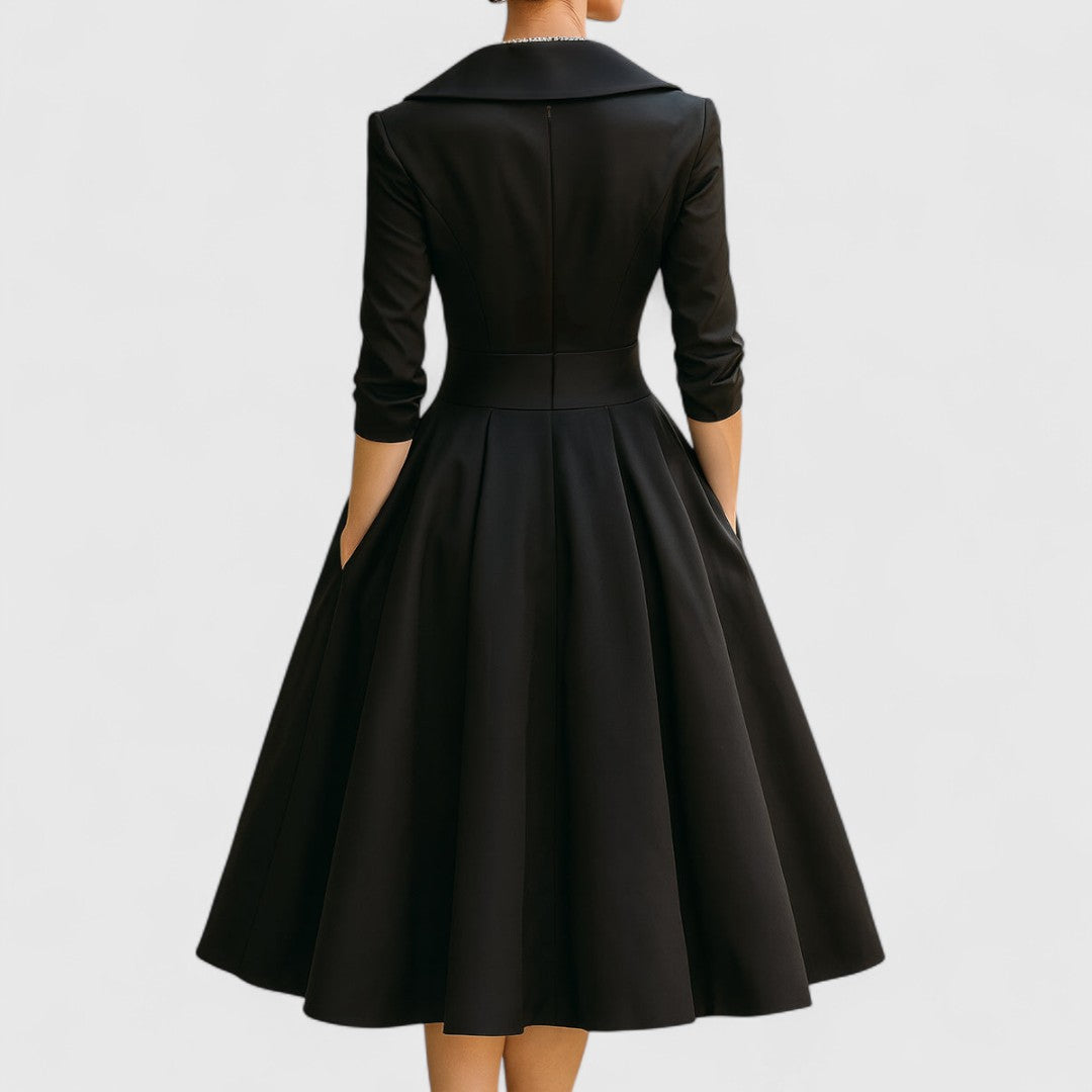 Dinah | Women's V-Neck A-Line Midi Dress