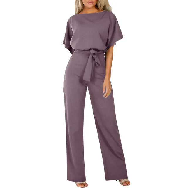 Fleur | Women's Wide Leg Belted Jumpsuit