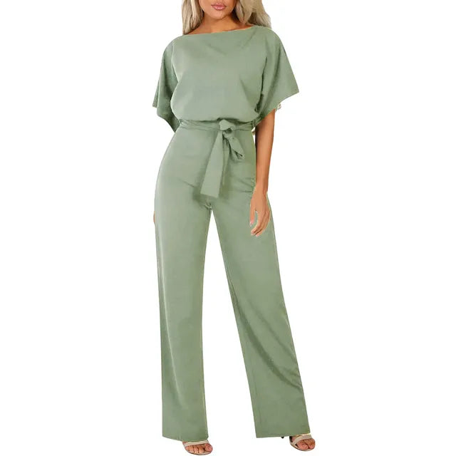 Fleur | Women's Wide Leg Belted Jumpsuit