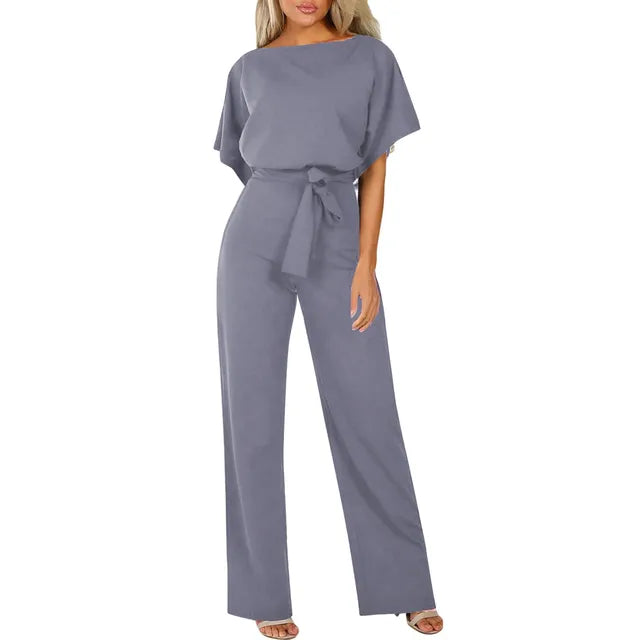 Fleur | Women's Wide Leg Belted Jumpsuit